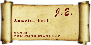 Janovics Emil névjegykártya